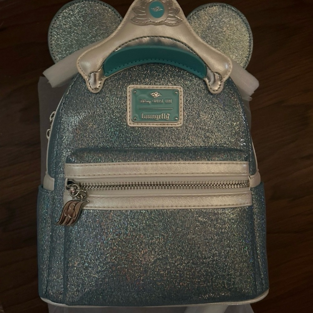 Disney Cruise Line 25th Anniversary Shimmering Seas Loungefly Mini Backpack new